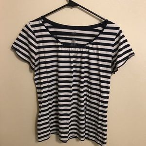 St. John’s Bay Navy & White striped short sleeve shirt